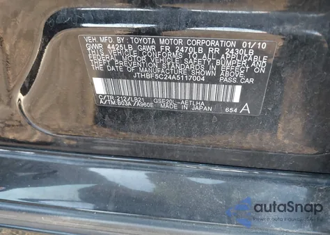 2010 Lexus Is 250 z USA, uszkodzony, nr VIN JTHBF5C24A5117004